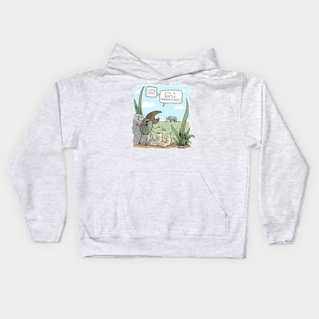 Beetle rhinoceros Kids Hoodie by Jay Hosler Tees